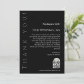 Modern Eenvoudig Zwart-Wit-Bruiloft Dank u- Kaart (Staand voorkant)