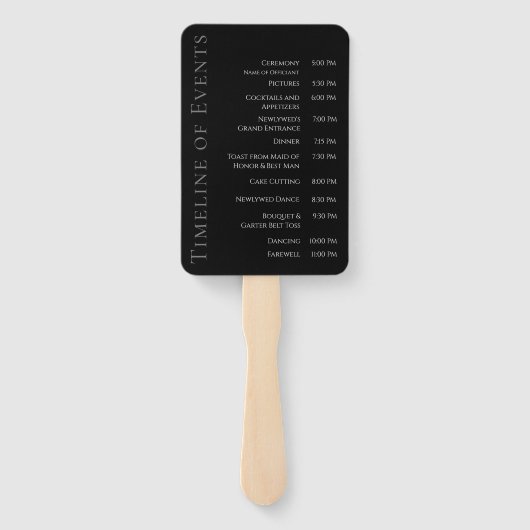 Modern Eenvoudig Zwart-Wit-Bruiloft- Handwaaier (Achterkant)