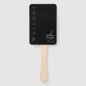 Modern Eenvoudig Zwart-Wit-Bruiloft- Handwaaier (Voorkant)
