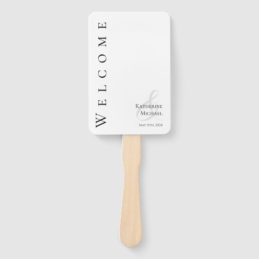 Modern Eenvoudig Zwart-Wit-Bruiloft- Handwaaier (Voorkant)
