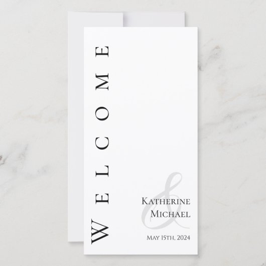 Modern Eenvoudig zwart-wit-bruiloft programma- (Voorkant)