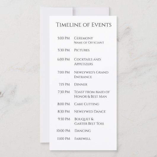 Modern Eenvoudig zwart-wit-bruiloft programma- (Achterkant)