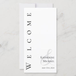 Modern Eenvoudig zwart-wit-bruiloft programma-