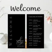 Modern Eenvoudig zwart-wit-bruiloft programma-