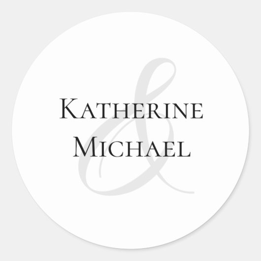 Modern Eenvoudig Zwart-Wit-Bruiloft- Ronde Sticker (Voorkant)