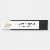 Modern Eenvoudig Zwart-Wit Custom Business Logo Deurbordje (Voorkant)