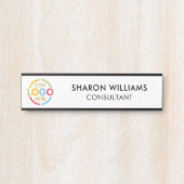 Modern Eenvoudig Zwart-Wit Custom Business Logo Deurbordje (Voorkant)