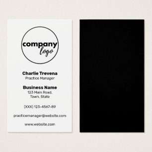 MODERN EENVOUDIG ZWART WIT EIGEN LOGO MERK VERTICA VISITEKAARTJE