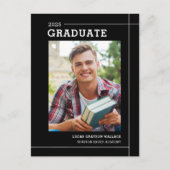 Modern Eenvoudig Zwart Wit Foto Afstuderen Aankondigingskaart (Voorkant)