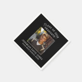 Modern eenvoudig zwart-wit foto Afstuderen Servet (Hoek)