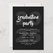 Modern Eenvoudig Zwart & Wit Graduation Party Kaart (Voorkant)