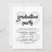 Modern Eenvoudig Zwart & Wit Graduation Party Kaart (Voorkant)