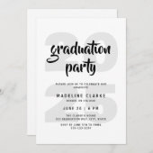 Modern Eenvoudig Zwart & Wit Graduation Party Kaart (Voorkant / Achterkant)