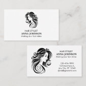 Modern eenvoudig zwart wit Haarstylist Visitekaartje (Voorkant / Achterkant)