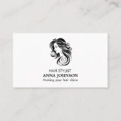 Modern eenvoudig zwart wit Haarstylist Visitekaartje (Voorkant)