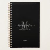 Modern eenvoudig zwart-wit handgeschreven script planner (Voorkant)