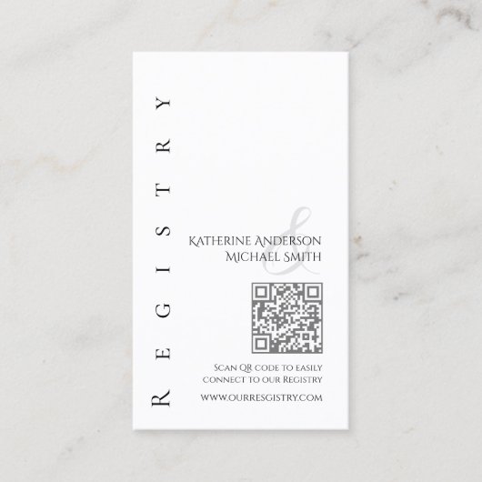 Modern Eenvoudig Zwart-Wit—Huwelijksregister- Visitekaartje (Voorkant)