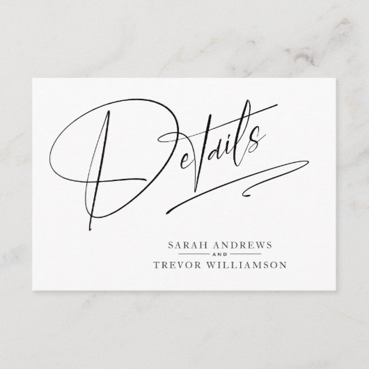 Modern Eenvoudig Zwart & Wit Informatiekaartje (Voorkant)