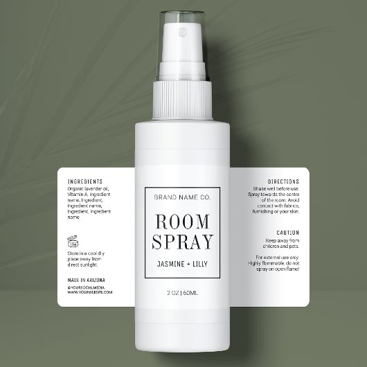 Modern Eenvoudig Zwart Wit Kamer Spray Fles Etiket