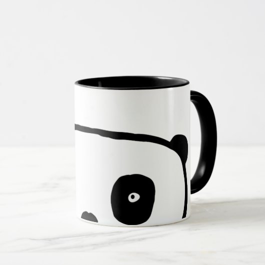 Modern eenvoudig zwart-wit Kawaii Panda Beer Mok (Voorkant rechts)