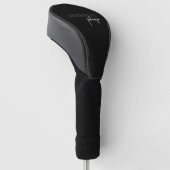 Modern eenvoudig zwart-wit minimaal script golfheadcover (Schuin)