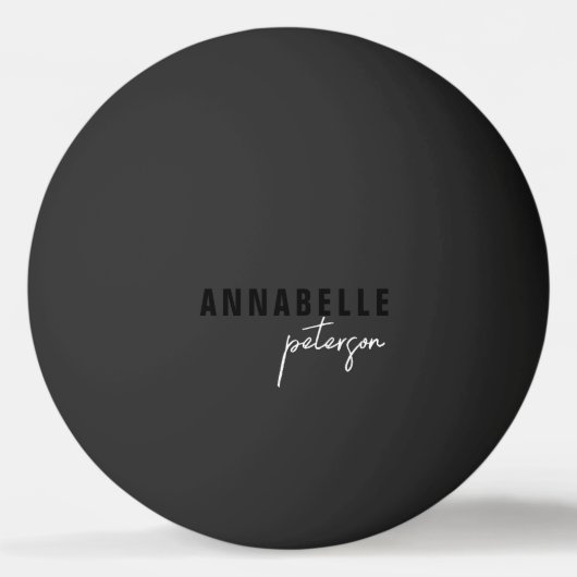 Modern eenvoudig zwart-wit minimaal script pingpongbal (Voorkant)