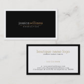 Modern Eenvoudig Zwart & Wit Omkeerbaar Visitekaartje (Voorkant / Achterkant)