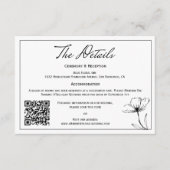 Modern Eenvoudig Zwart Wit QR code Bruiloft Detail Informatiekaartje (Voorkant)