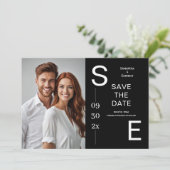 Modern Eenvoudig Zwart-Wit QR Code Foto Save The Date (Staand voorkant)