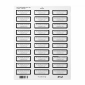 Modern eenvoudig zwart-wit retouradres etiket (Full Sheet)