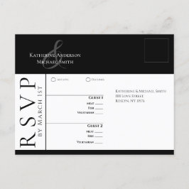 Modern Eenvoudig Zwart-Wit-RSVP-Bruiloft- Briefkaart