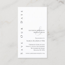 Modern Eenvoudig Zwart-Wit-Save the Date- Visitekaartje