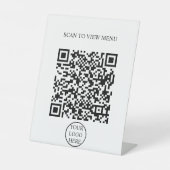 Modern Eenvoudig zwart-wit Scan QR Code Menu Reclamebord Met Voetstuk (Voorkant)