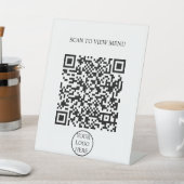 Modern Eenvoudig zwart-wit Scan QR Code Menu Reclamebord Met Voetstuk (Insitu)