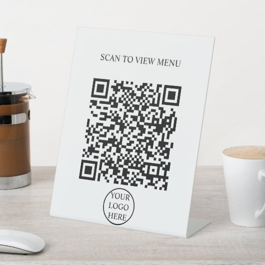 Modern Eenvoudig zwart-wit Scan QR Code Menu Reclamebord Met Voetstuk (Insitu)
