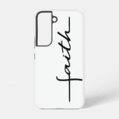 Modern eenvoudig zwart wit script geloof samsung galaxy hoesje (Achterkant)