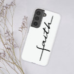 Modern eenvoudig zwart wit script geloof samsung galaxy hoesje<br><div class="desc">Een modern,  eenvoudig en praktisch Samsung hoesje. Personaliseer met uw gegevens gemakkelijk en snel,  druk gewoon op de knop Aanpassen.</div>
