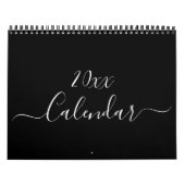 Modern eenvoudig zwart wit script maand 2024 kalender (Hoes)
