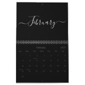 Modern eenvoudig zwart wit script maand 2024 kalender (Feb 2027)