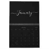 Modern eenvoudig zwart wit script maand 2024 kalender (Jan 2027)