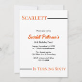 Modern eenvoudig zwart-wit Sinaasappel 60e verjaar Kaart (Voorkant)