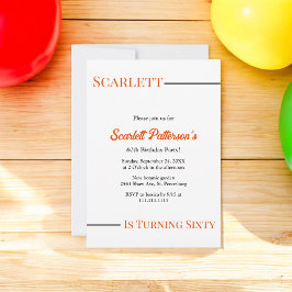 Modern eenvoudig zwart-wit Sinaasappel 60e verjaar Kaart