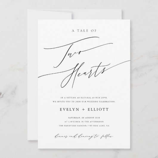 Modern Eenvoudig Zwart-Wit Tijdloze Bruiloft Kaart (Voorkant)