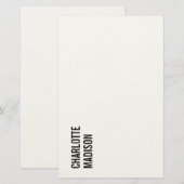 Modern Eenvoudig Zwart Wit Trendsettend Minimalist Briefpapier (Voorkant / Achterkant)