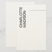 Modern Eenvoudig Zwart Wit Trendsettend Minimalist Briefpapier (Voorkant / Achterkant)