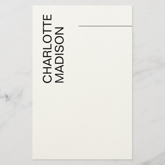 Modern Eenvoudig Zwart Wit Trendsettend Minimalist Briefpapier (Voorkant)