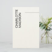 Modern Eenvoudig Zwart Wit Trendsettend Minimalist Briefpapier (Staand voorkant)