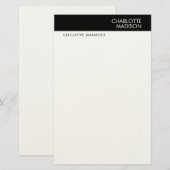 Modern Eenvoudig Zwart Wit Trendsettend Minimalist Briefpapier (Voorkant / Achterkant)