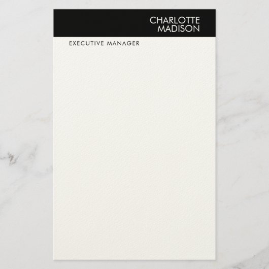 Modern Eenvoudig Zwart Wit Trendsettend Minimalist Briefpapier (Voorkant)