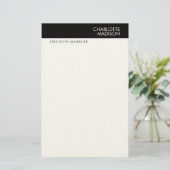 Modern Eenvoudig Zwart Wit Trendsettend Minimalist Briefpapier (Staand voorkant)